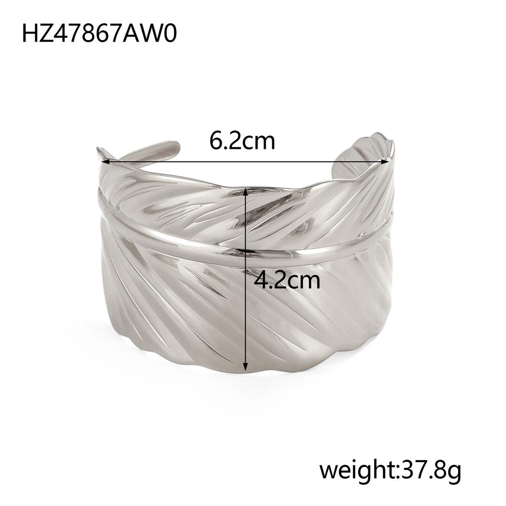 CARLIDANA High End Exaggerated Big Flower Hollow Out Leaf Open Wide Bangle Stainless Steel Non Tarnish Cuff Bracelet Women