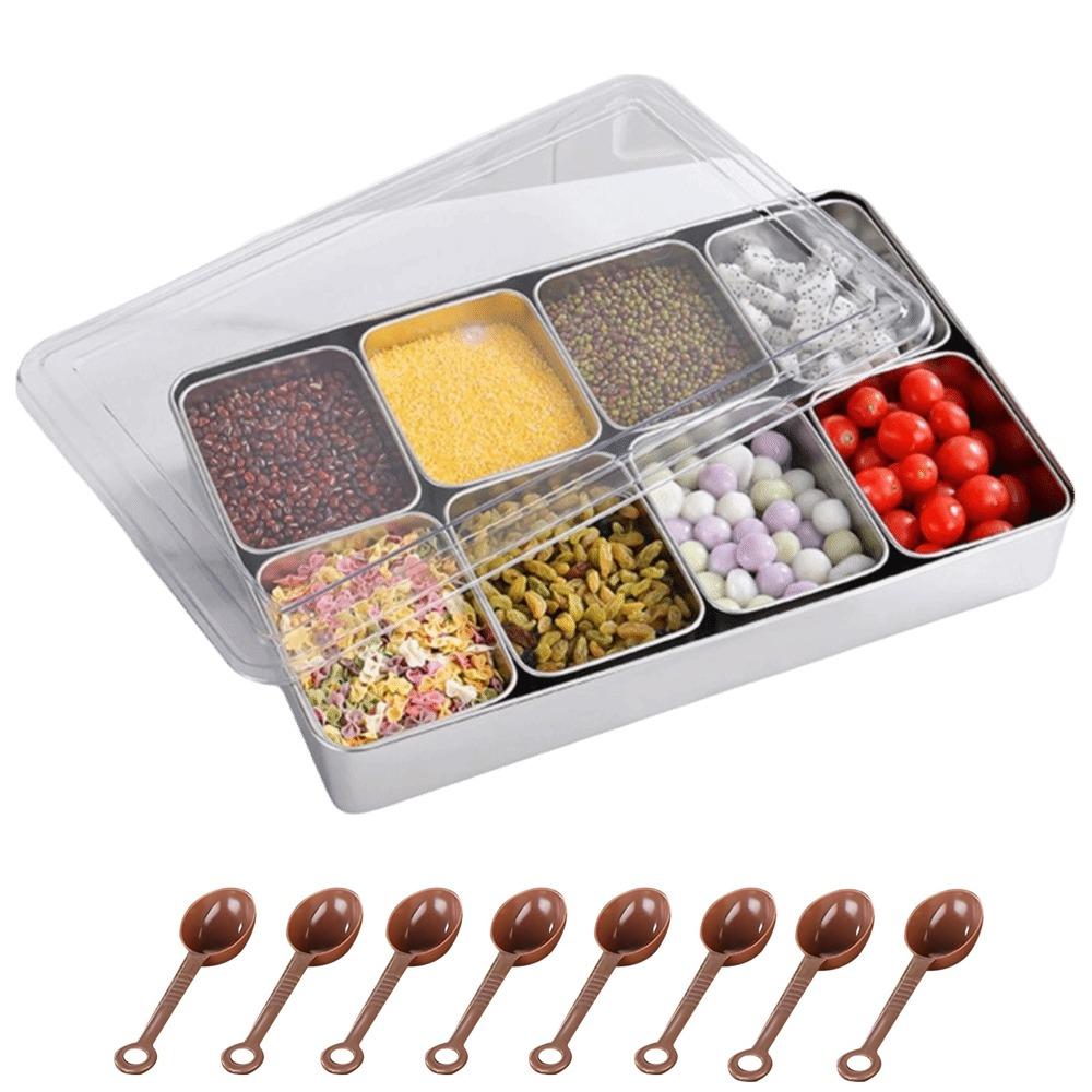 Stainless Steel Storage Seasoning Box PC Cover Condiment Organizer  Restaurant