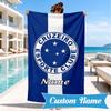 Custom Name Beach Towel Cruzeiro FC Crest Microfiber Beach Towel, Lightweight for Summer Travel, Swimming Pool Fan Birthday Gift