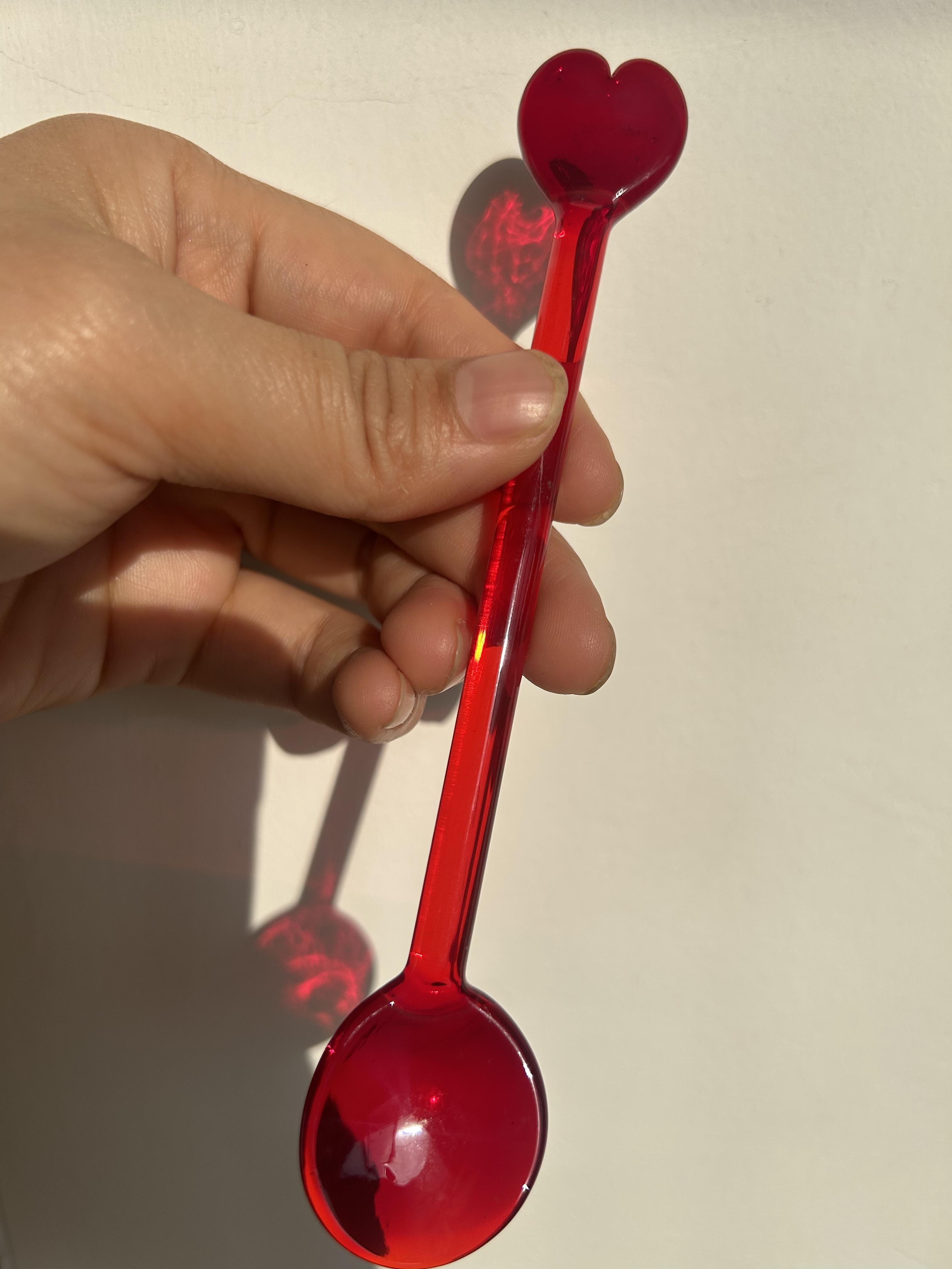 Pink Bowknot Handle Stirring Spoon Milk Dessert Ice Cream Spoon High Temperature Glass Spoon Household Coffee Mixing Spoon M