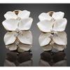 Fashion Style Elegant Crystal Gardenia Stud Earrings Ear Buckle for Women