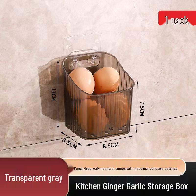 Punch-Free Wall-Mounted Scallion & Garlic Storage Basket Kitchen Shelf