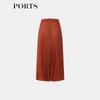 Ports Brick Red Taupe Pleated Midi Skirt