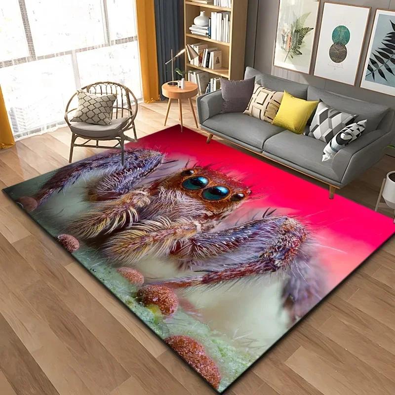 3D Spinne Krabbeln Tier Teppich Halloween Horror Matte Süßes oder Saures Teppiche Teenager Schlafzimmer Bodenmatte Festival Heimdeko Fußmatte