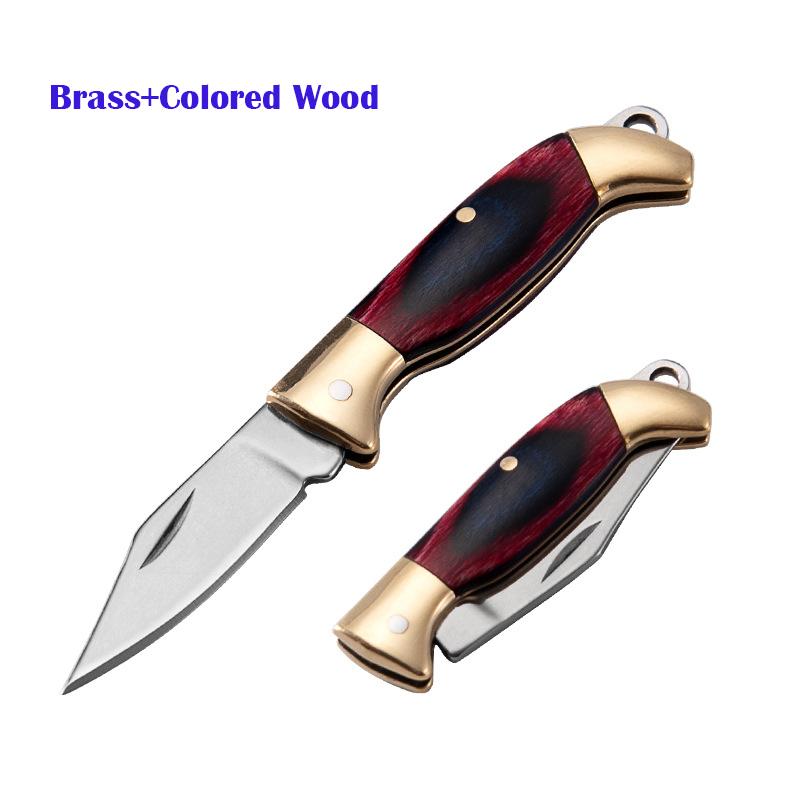 7.2cm Shell Brass Steel Folding Knife Pocket Keychain Portable Resin Steel Knives Survival EDC Tool Cutter Peeler Hunting Gift