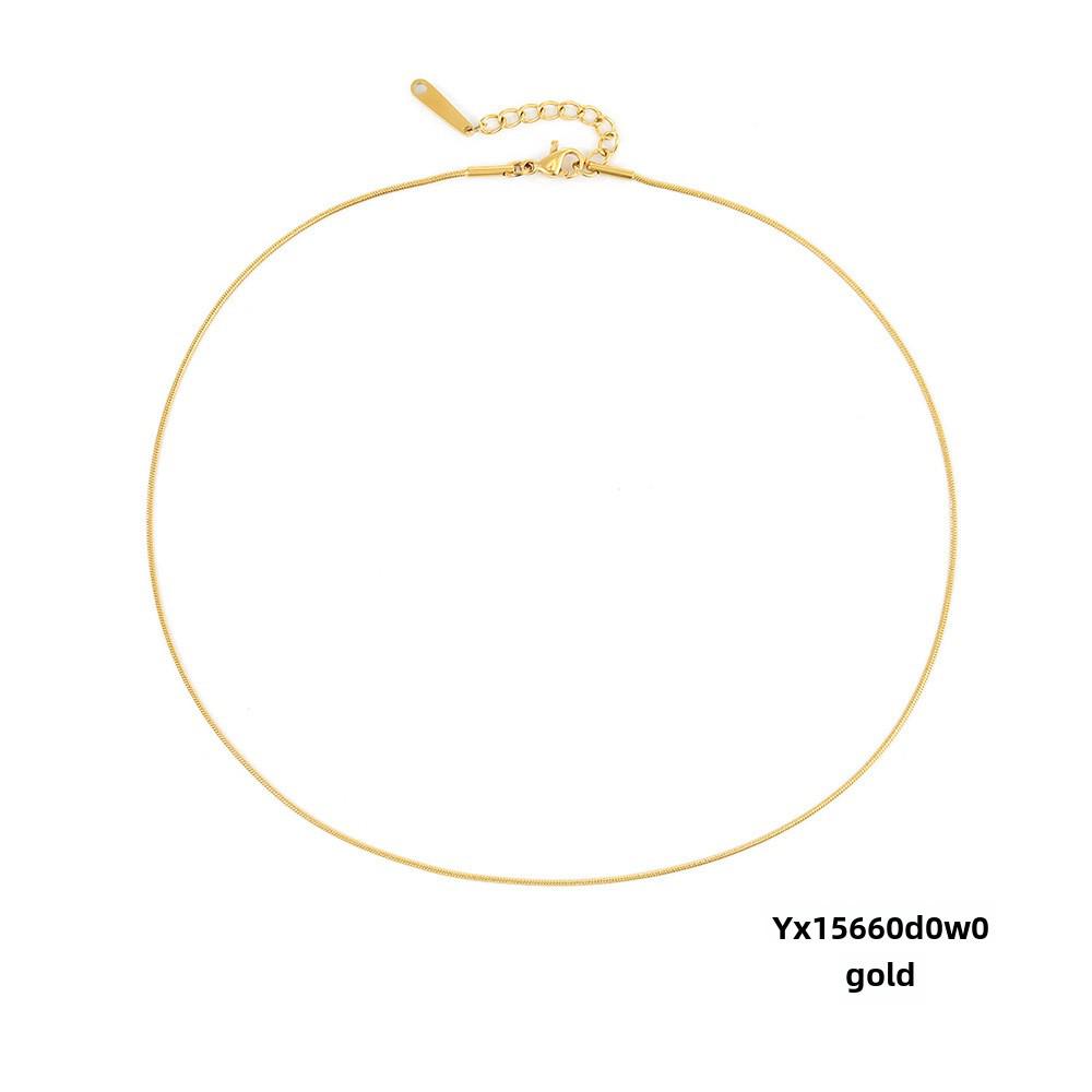 eManco Titanium Steel Round Chain Necklace - Simple European/American Style for Women and Couples, Long Snake Bone Chain, Clavicle Design.