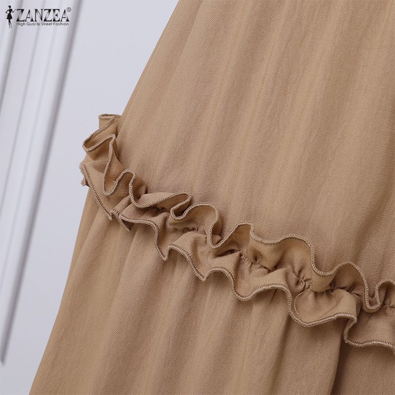 ZANZEA Dámské ležérní volné letní dlouhé sukně s elastickým pasem