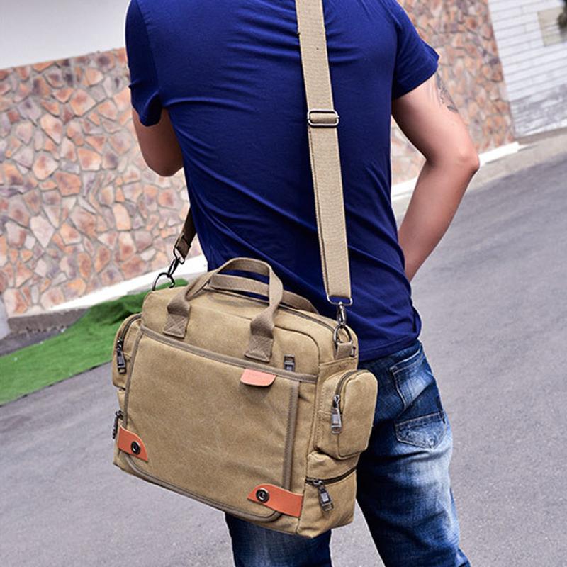 Men's Briefcase Canvas Large Capacity Men's Business Handbag Fashionable Shoulder Big Bag Casual Crossbody Bag Travel Handbag