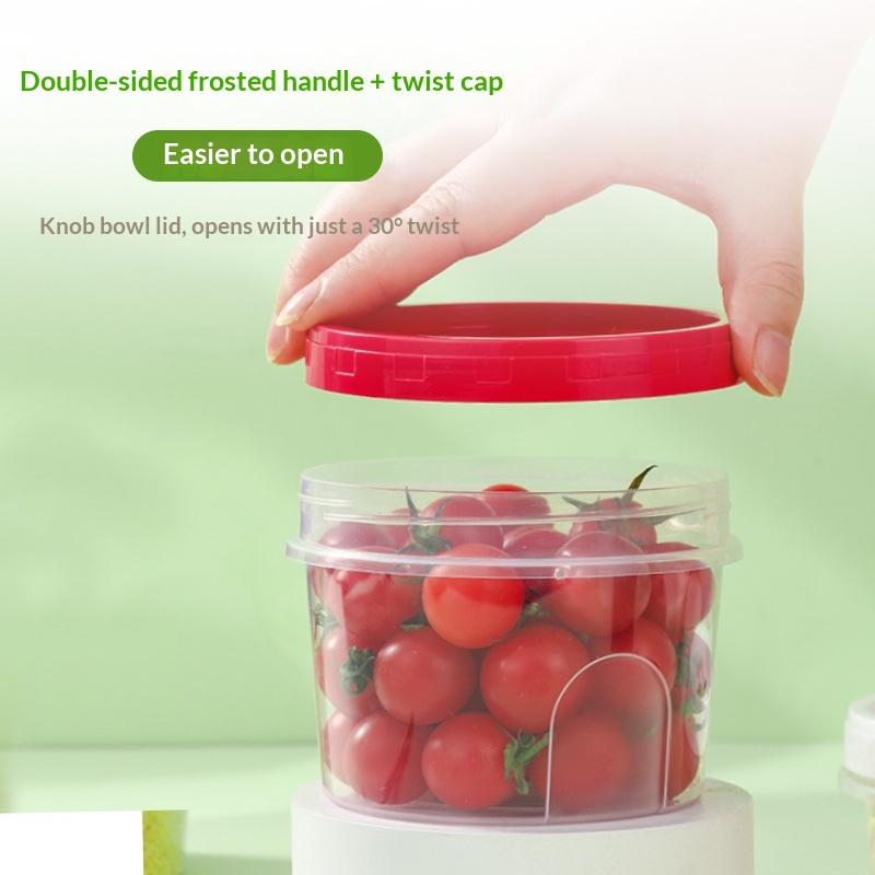 4 Pcs Round Food Fresh Keeping Box Kitchen Refrigerator Storage Container Fruits Snacks Sealed Jar Microwave Heating