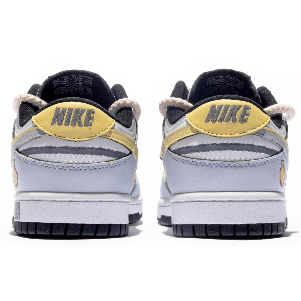 Nike Dunk Low Slip Resistant Abrasion Resistant Low top Skateboard Shoes GS Blue Gray Yellow CW1590-100(TeamM-S-BOX)