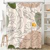 Modern Bathroom Shower Curtain with Leafy Floral Print Luxurious Home Decor for Your Bathtub or Walk-In Shower Area (Beige Green