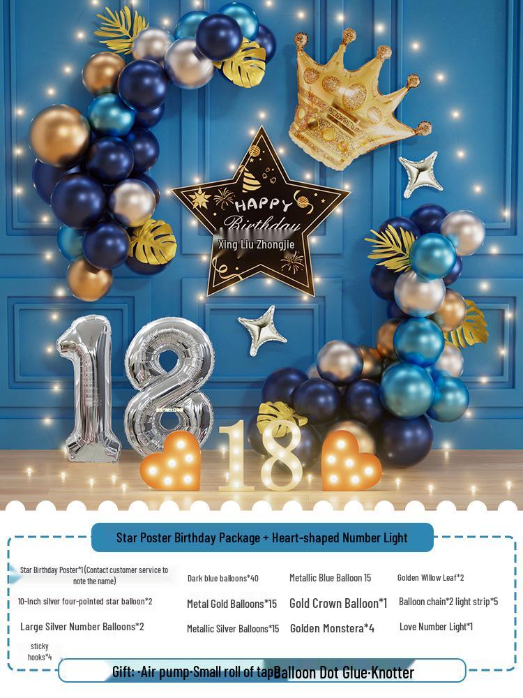18th Birthday Celebration Decor with Surprise Party Balloons for Boy's Coming-of-Age Ceremony
