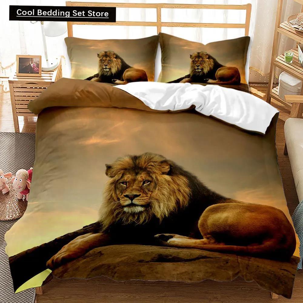 Zestaw poszwy na kołdrę Tiger Twin dla chłopców mężczyzn z nadrukiem dzikich zwierząt zestaw pościeli zwierzęcy poliestrowy pokrowiec na kołdrę podwójny queen king size