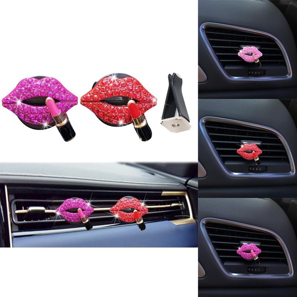 Full Diamond Lips Car Air Vent Perfume Clip Sexy Lipstick Aromatherapy Decoration