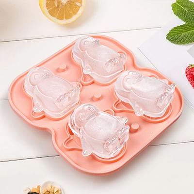 Molde de cubo de gelo fácil de desmoldar, cubos de gelo macios, resistentes ao desgaste, engraçado, pinguim 3D, molde de bola de gelo, acessório de cozinha