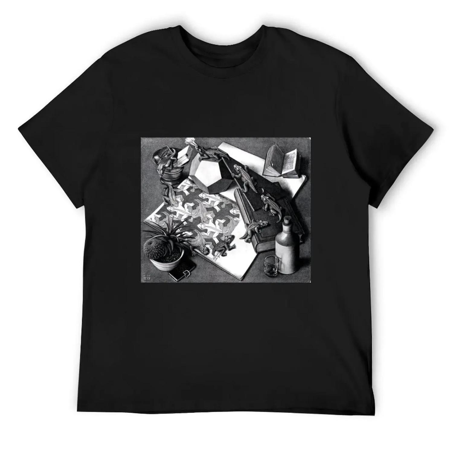 maurits cornelis escher, m c escher paintings, m c escher artwork T-Shirt cotton graphic tees tops t shirts for men graphic S
