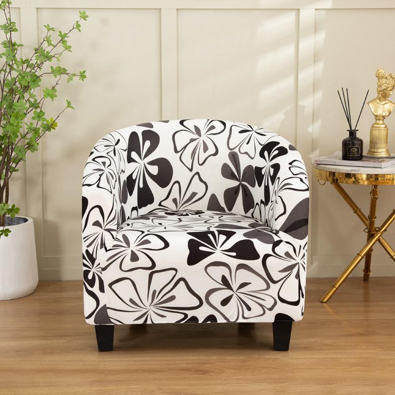1pc Stretch Printed Club Armchair Cover Washable Tub Chair Slipcover Relax Single Chair Case for Coffee Bar Living Room Office