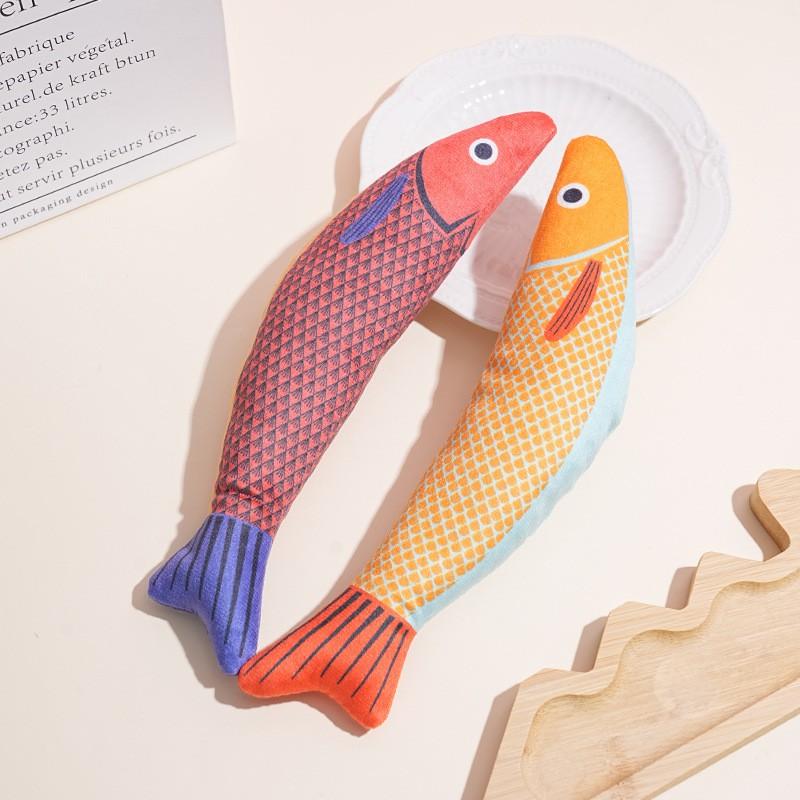 Catnip-Infused Plush Fish Toy Kittens Cats Durable Chew Teeth Grinding Interactive Play