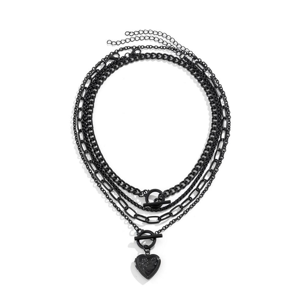 Multilayer Pendant Necklace Set Gothic Dark Hot Cool Neckchain Set New 4 Layer Necklaces  Women
