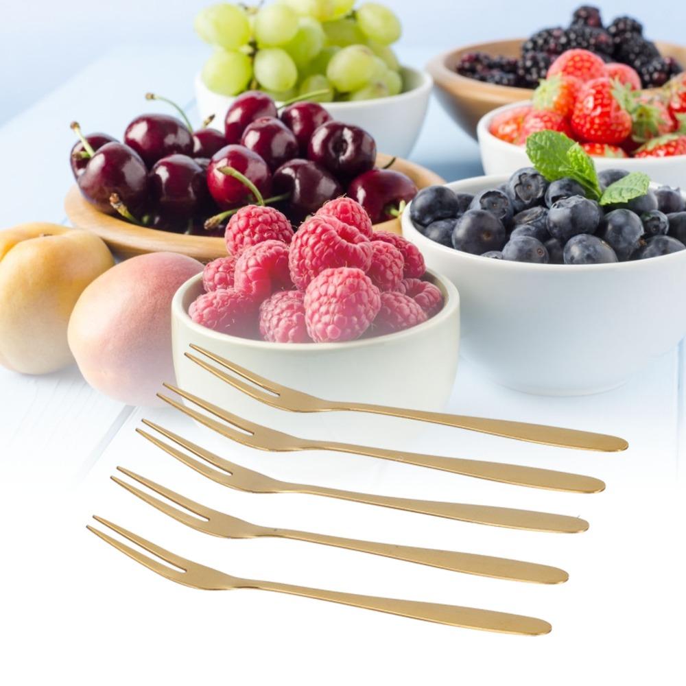 5Pcs Mini Size Snack Fork Rustless Steel Fruit Pick Fork Reusable Dessert Fork Dessert Tasting