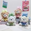 Cute Bow Little Bear Plush Doll Toy Keychain Cartoon Stuffed Doll Keyring Bag Pendant Backpack Hanging Decoration For Kid Gifts