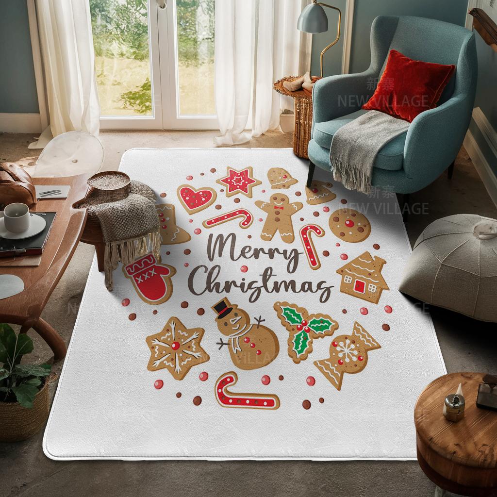 House Entrance Carpet Home Door Mat Living Room Bath Foot Bathroom Non-slip Water Absorption Rugs Bath Merry Christmas Winter