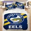 Parramatta Eels Muster Bettwäsche Steppdecke Set Bettbezug Kissenbezug Heimdekoration Geburtstagsgeschenk (1 Bettbezug + 2 Kissenbezüge, ohne Füllung)