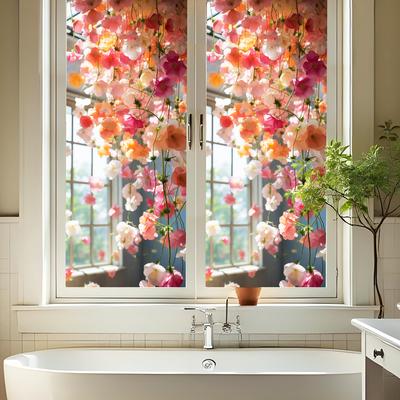 Fresh Flowers, Rattan, Beautiful Glass Stickers, Bathroom and Toilet Decorations, Glass Door and Window Decorations, Electrostatic Stickers