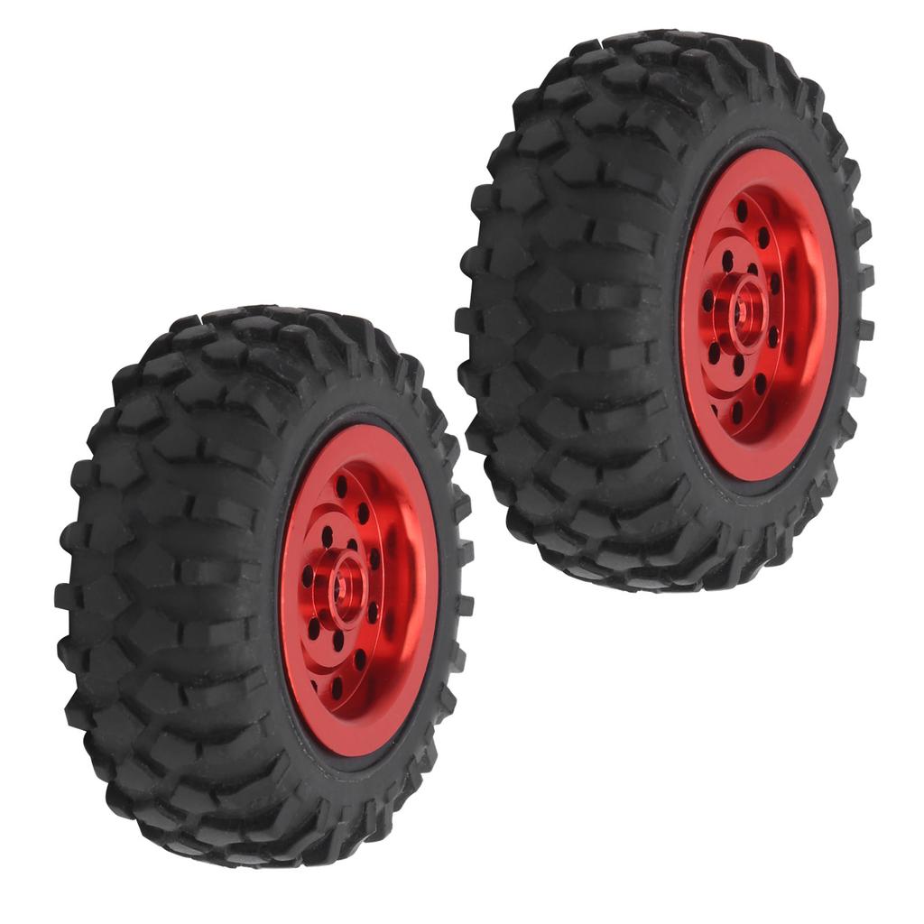 55mm2.2in RC Truck Tires with Screw Aluminium Alloy Rubber AntiSkid for WPL D12 110(Red R )