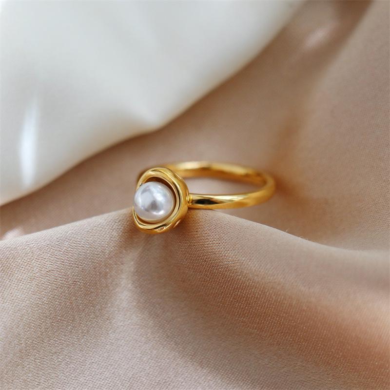 18K Gold-Plated Minimalist Double-Layer Irregular Ring for Women - Trendy European & American Retro Style