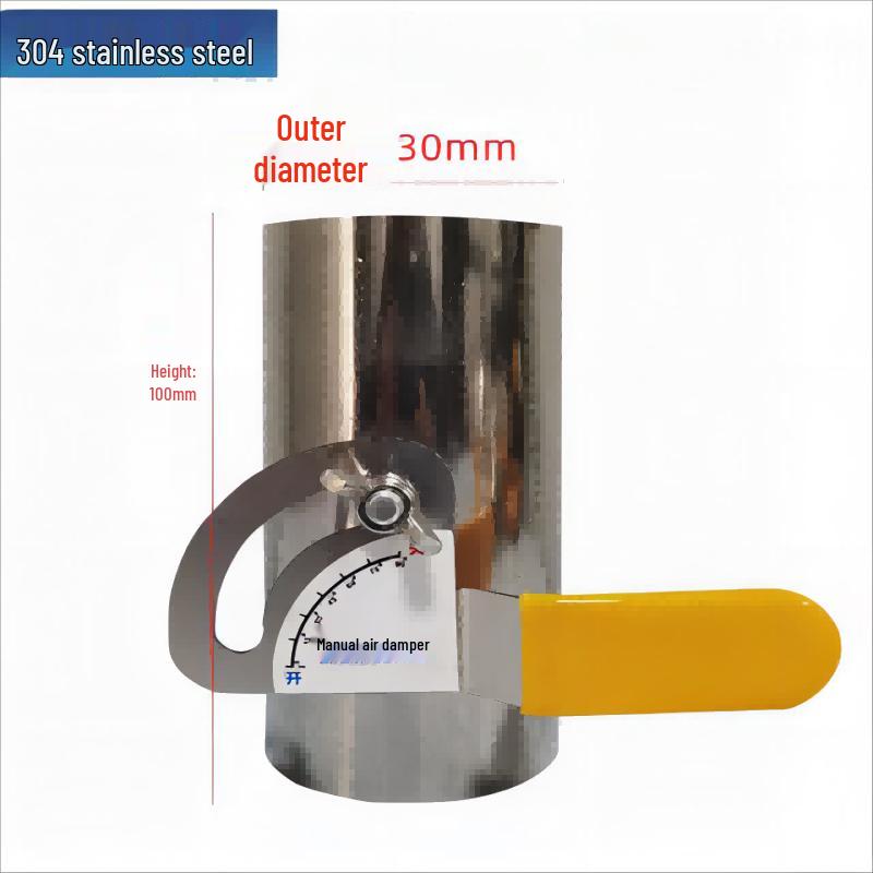 304 Stainless Steel High-Temp Manual Airflow Valve - Butterfly, Electric, Round Pipe Damper.
