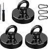 YESCUT Superstarke Magnetische Haken mit Karabinerhaken (3er Set), 115 kg Tragfähigkeit, 60 mm Durchmesser, Edelstahl 304, Starke Magnete, Rostbeständig