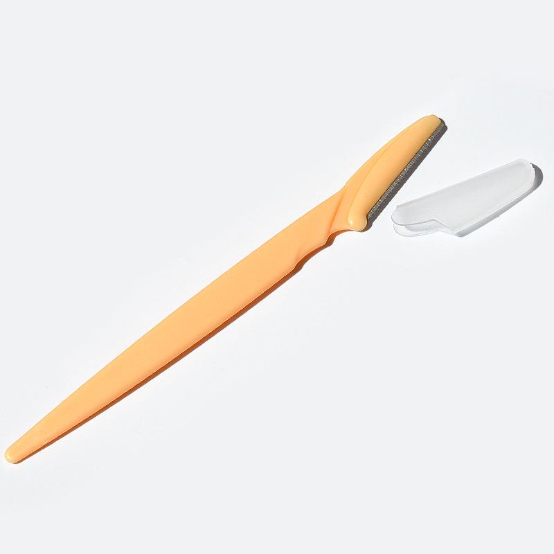Beginner Straight Handle Eyebrow Razor with Stainless Steel Blade and Safety Net for Trimming