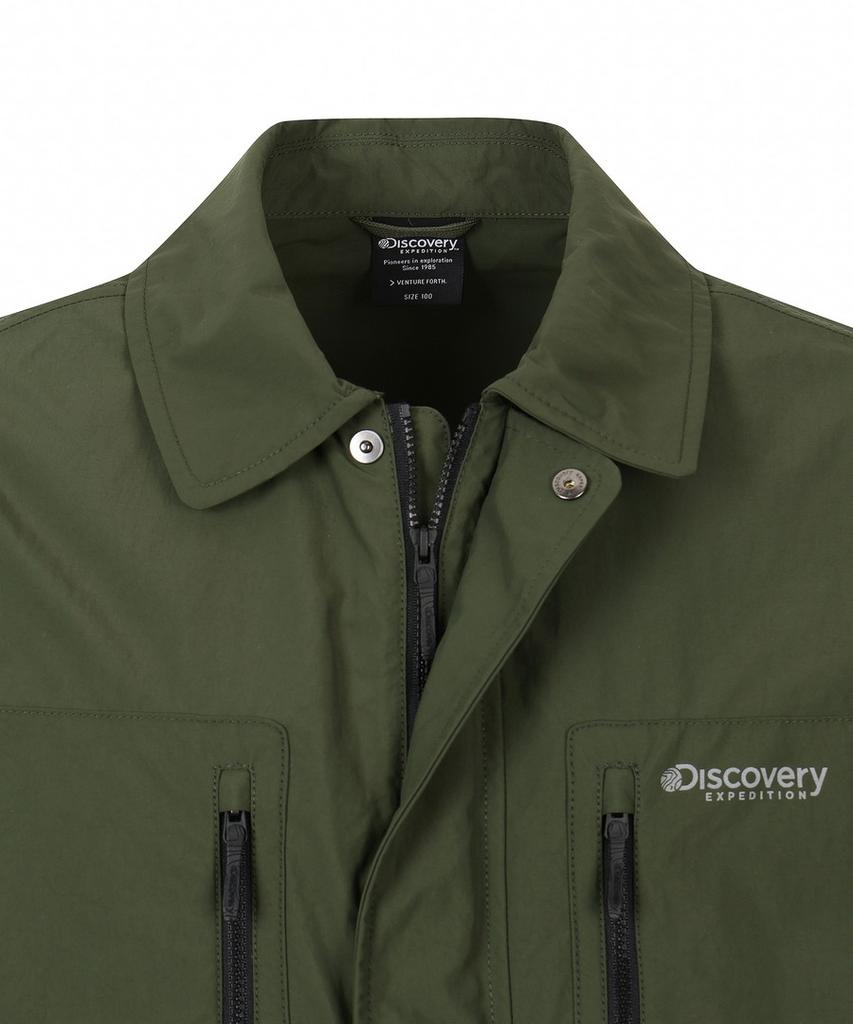 Discovery Expedition Men'S Fresh Vent Collared Out-Pocket Windbreaker (D/Khaki)
