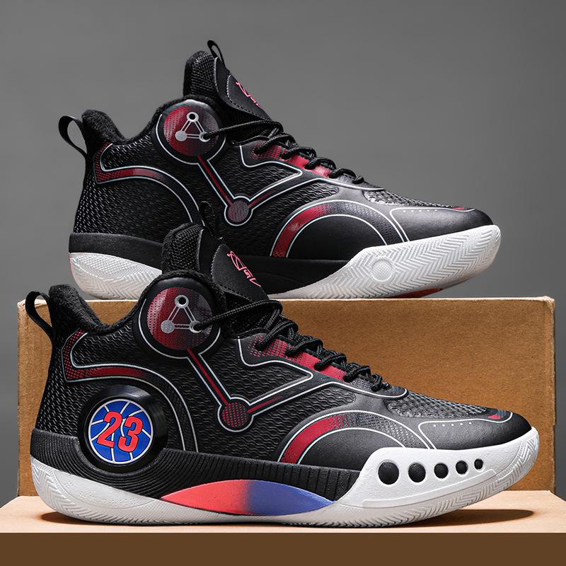 Autumn and winter velvet warm basketball shoes high-top sports shoes couple teenage students actual combat sneakers
