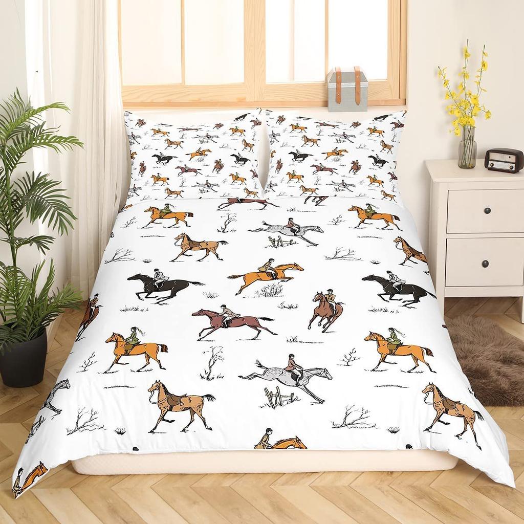 Western Country Wind Horse Printing Three-piece Quilt Cover Sheet Bedding Home Textiles