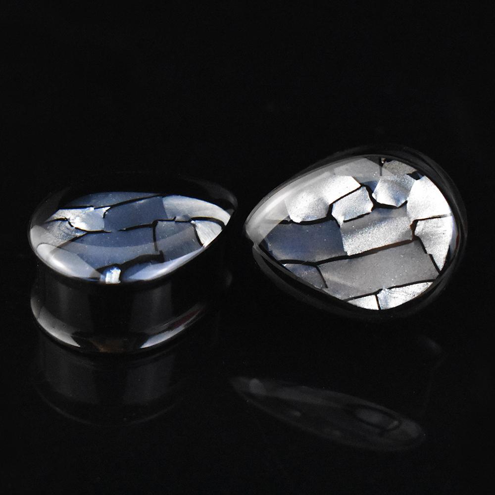 2pcs 8-50mm 1Pair Black Teardrop Double Flared Ear Tunnels and Plugs Ear Piercing Gauge Expander Stretching Tunnels Comf