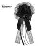 Halloween Costume Hair Decor Rose Bow Clip, Lace Pearl Hairpin, Lolita Gothic Bowknot Floral Headpiece Hairpin for Women Bride Cosplay Party