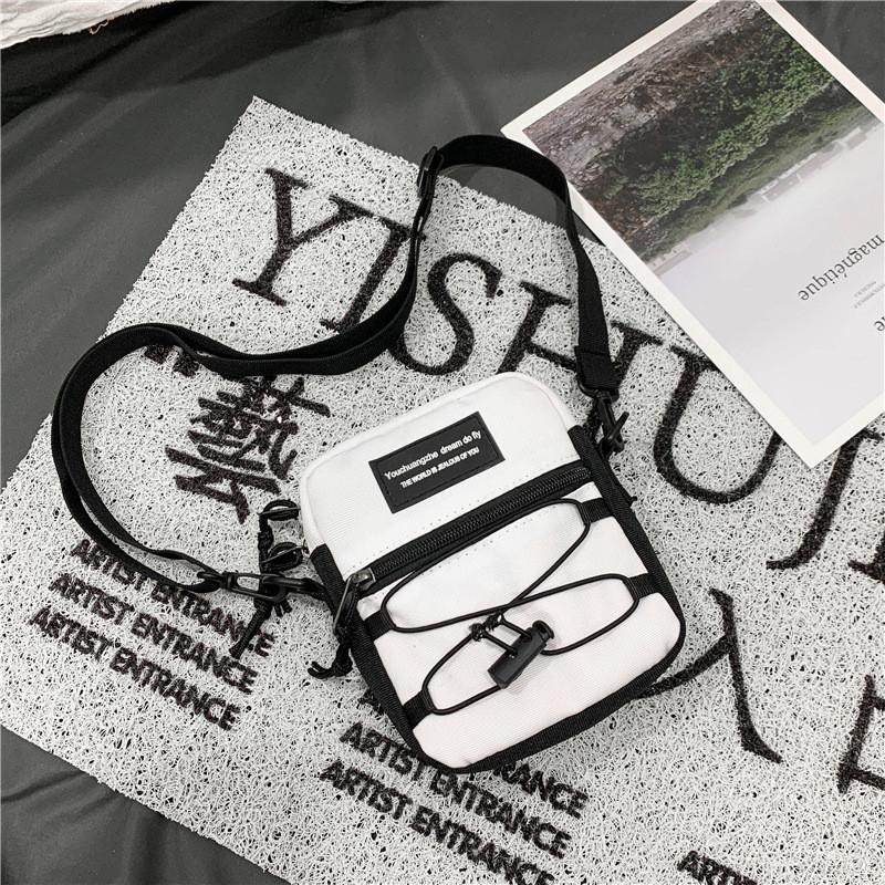 IELGY Hong Kong Style Retro Trendy Cool Drawstring Letter Messenger Bag