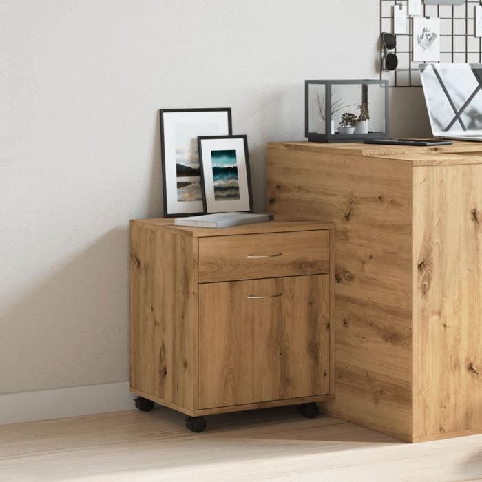 VidaXL Armoire roulante chêne artisanal 45x38x54 cm bois d'ingénierie, armoire, classeur mobile, meuble de bureau, armoire 856655