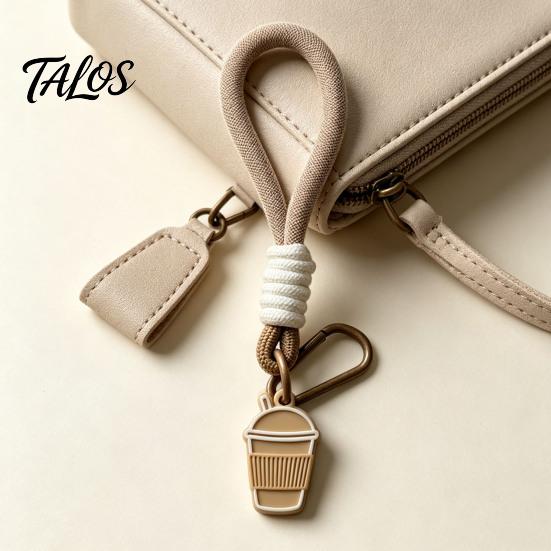 Miniature Cup Keychain Pendant Milk Tea Pendant, 3D Printed with Decorative Bag Braided Lanyard, Backpack Charm Accessory Hanging Key Chain