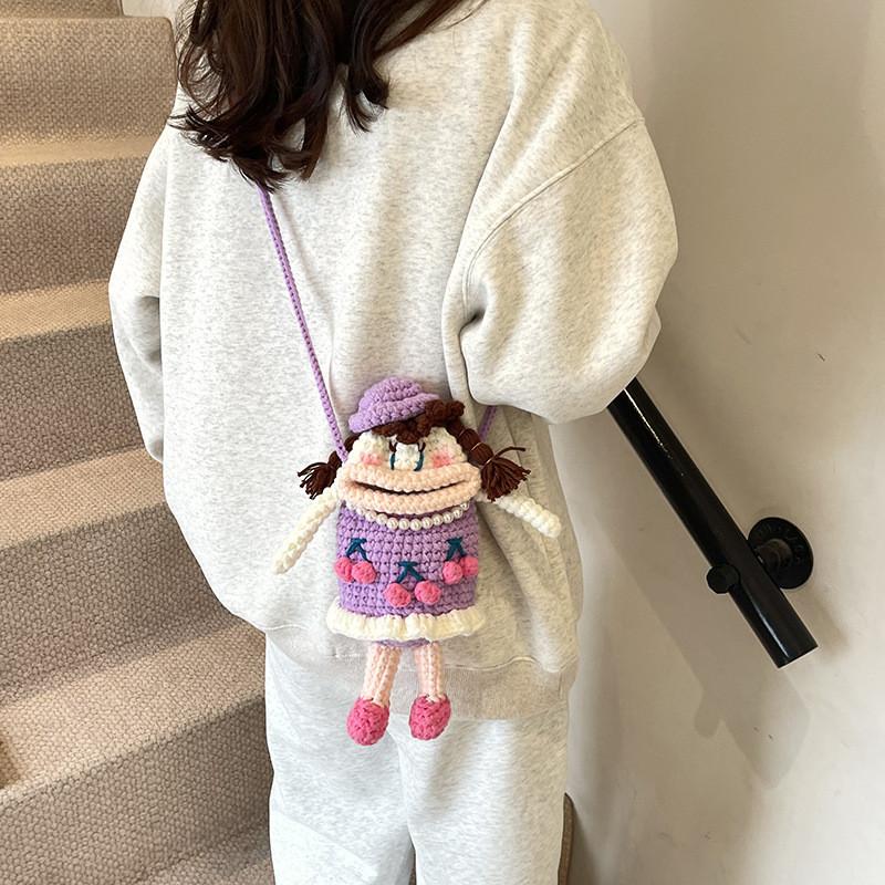 Cartoon Character Adorable Handcrafted Crochet Kids Shoulder Bag For Boys And Girls