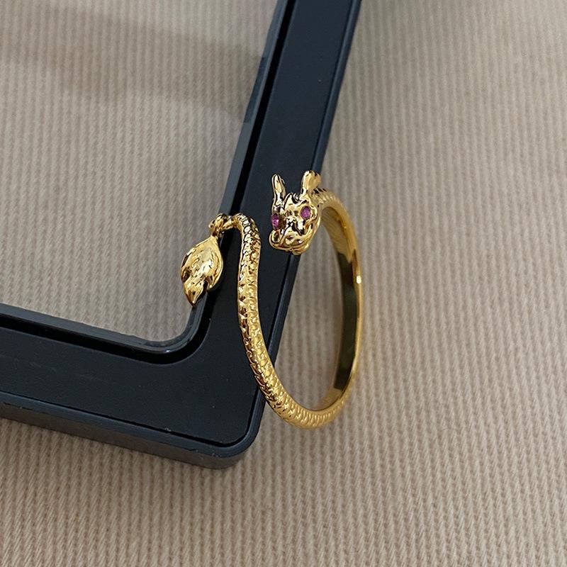 Year of the Dragon Women's Unique High-End Open Ring - Creative Ancient Design
