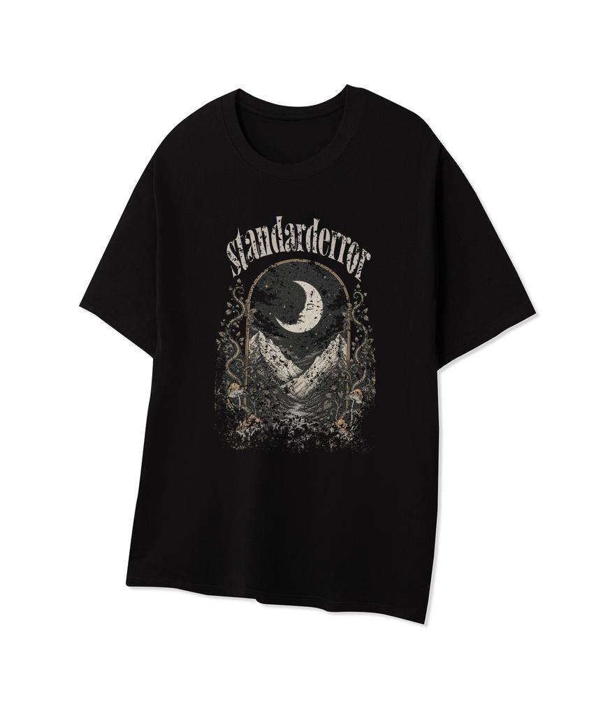 STANDARDERROR 87-Stan340 Vintage Mountain Moon Solid Short Sleeve T-Shirt (2 Colors)