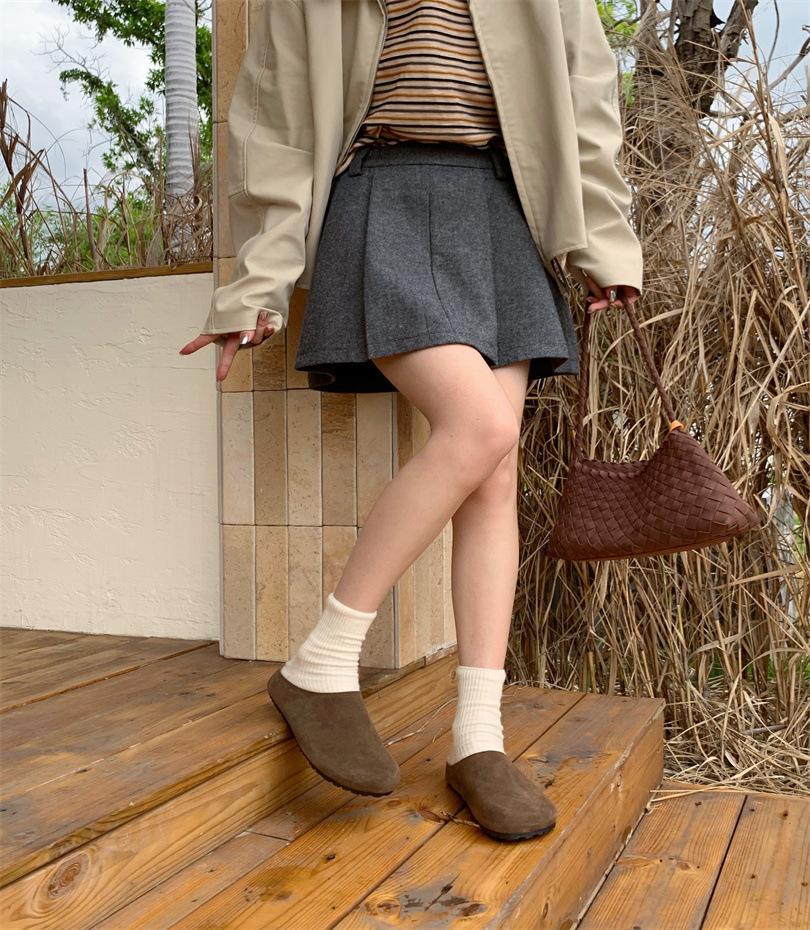 2025 autumn new shoes platform-soled retro one-pedal flat-soled lazy boken bag head half slippers women