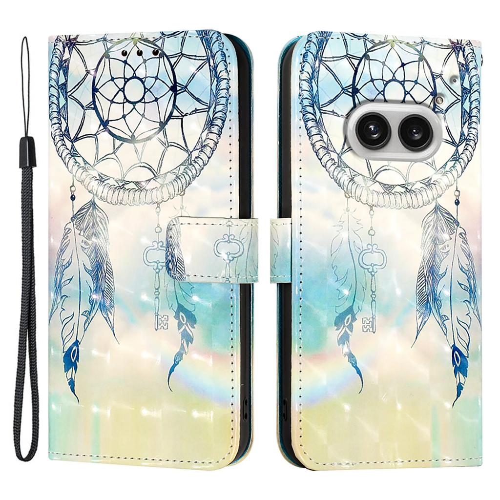 For Nothing Phone (2a) Plus/Phone (2a) Leather Case 3D Pattern Printing Wallet Stand Mobile Cover with Strap