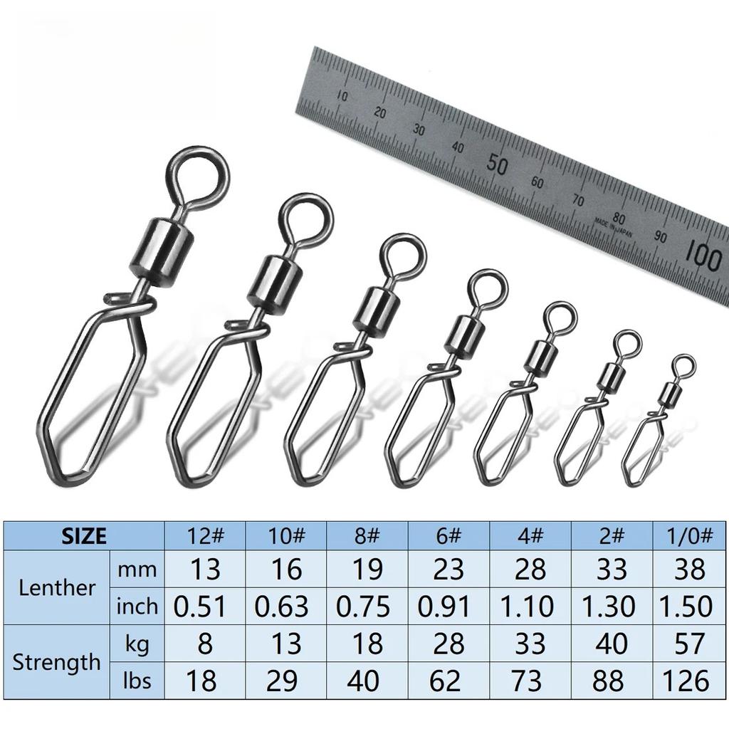 Fishing Swivels Snap 25~60Pcs Stainless Steel Fishing Rolling Barrel Swivel Interlock Clip Fishing Lure Connector Saltwater