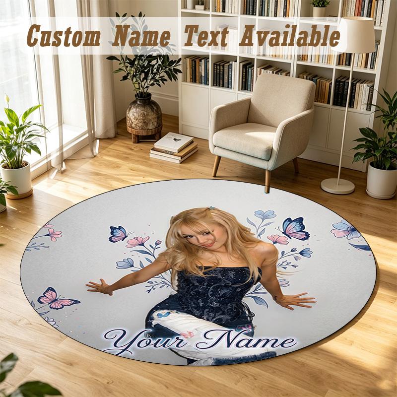 Round Rug Custom NameAyliva Pattern Non Slip Carpet Home Floor Decor