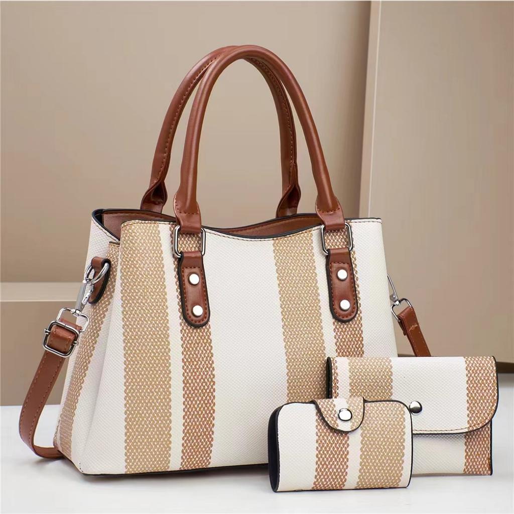 New Design Female Contrast Color Canvas Bag Style Women's Handbag Women's Atmosphere All-in-one Large Size Capacity Crossbody Bag