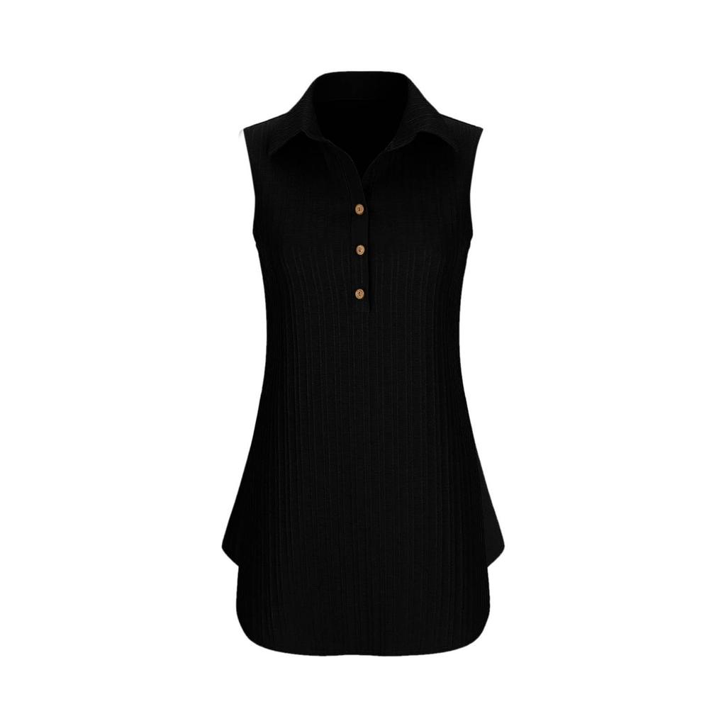 Sleeveless Shirt Dress for Women Button Front Casual Loose Fit Collared Summer Lightweight Tunic Dress